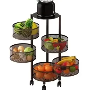 Revolving Trolley/Rotating Trolley/ Pullout Trolley/Axis Trolley/ Storage Trolley Round 5 Tier with Wheels