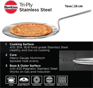 Hawkins Tri-Ply Stainless Steel Tava 26cm1