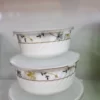 Danny Home 3pcs Bowl Casserole Set with Plastic Lid- Black and Gold Flowers
