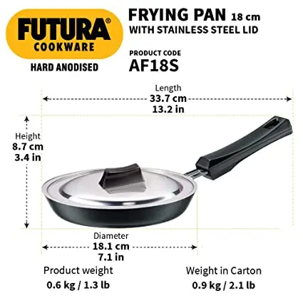 Futura 18cm Hard Anodised Frying Pan with Lid
