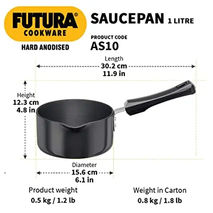 Futura 1Ltr Hard Anodised Saucepan